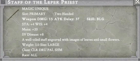 STAFF OF THE LEPER PRIEST item card